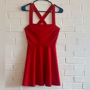 Chic Red Cross-Back Dress